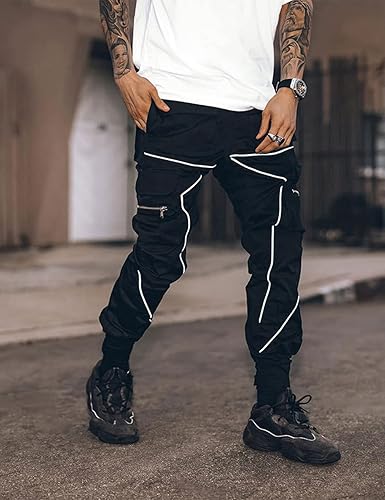 Miniatura 2 de Pantalones cargo para hombre, hip hop, techwear, harem, pantalones deportivos con bolsillos, para correr, punk