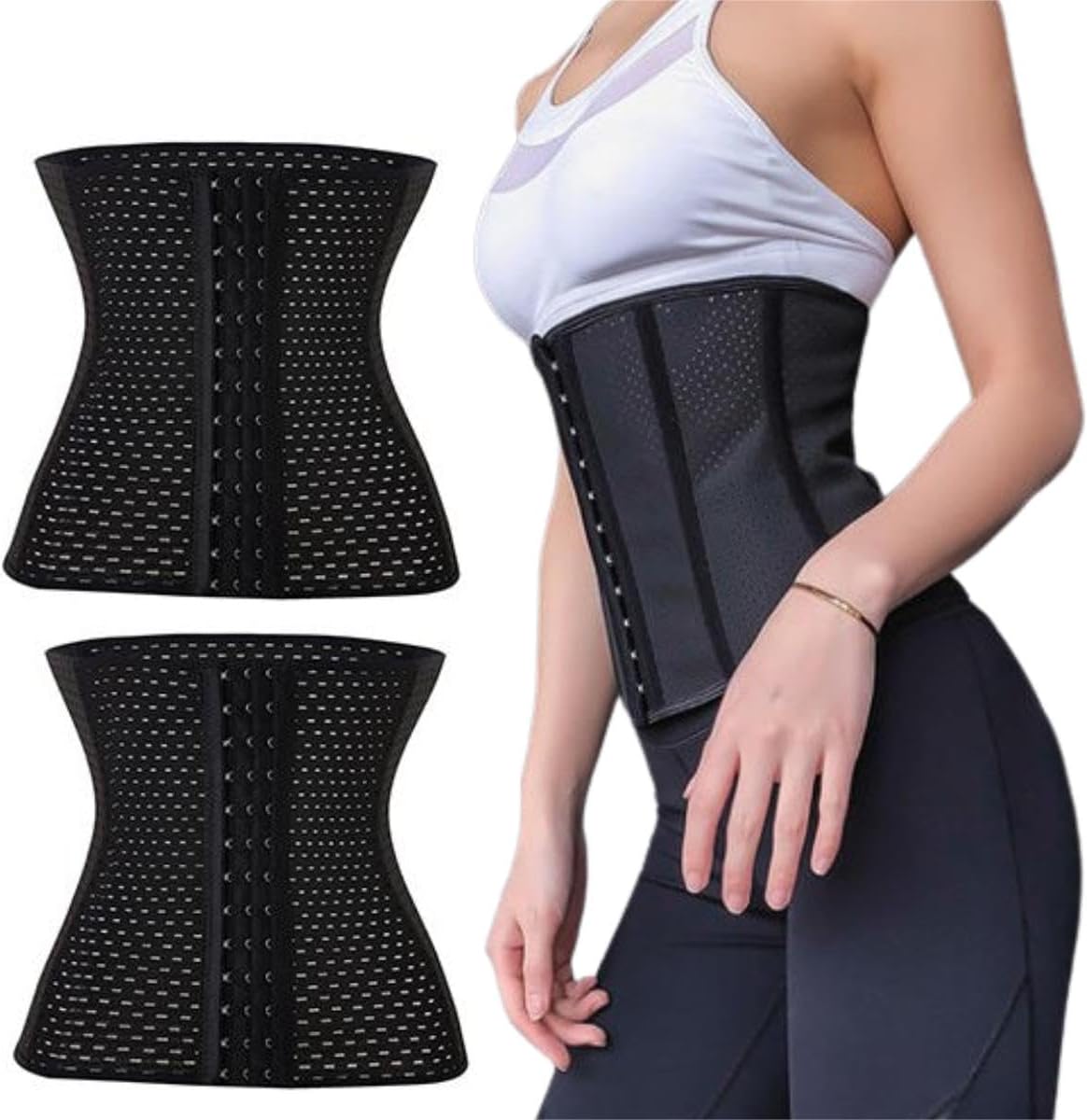 Eitonbu 2Pcs Women's Shapewear-Instantly Reduces Your Waist Size Giving You an Hourglass Figure,Waist Trainer Corset