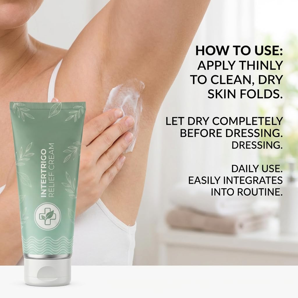 Intertrigo Relief Cream, Skin Fold Care, Moisture Control & Friction Barrier, Fast Absorbing Non Greasy Formula for Inner Thigh Underarm Under Breast Care, Irritation Moisture Control (2)