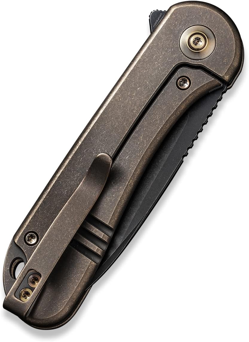 WeKnife Elementum Pocket Folding Knife 2.96in CPM 20CV Blade Titanium Handle Safety Frame Lock Good for EDC Camping Hunting Hiking and Outdoors WE18062X-4