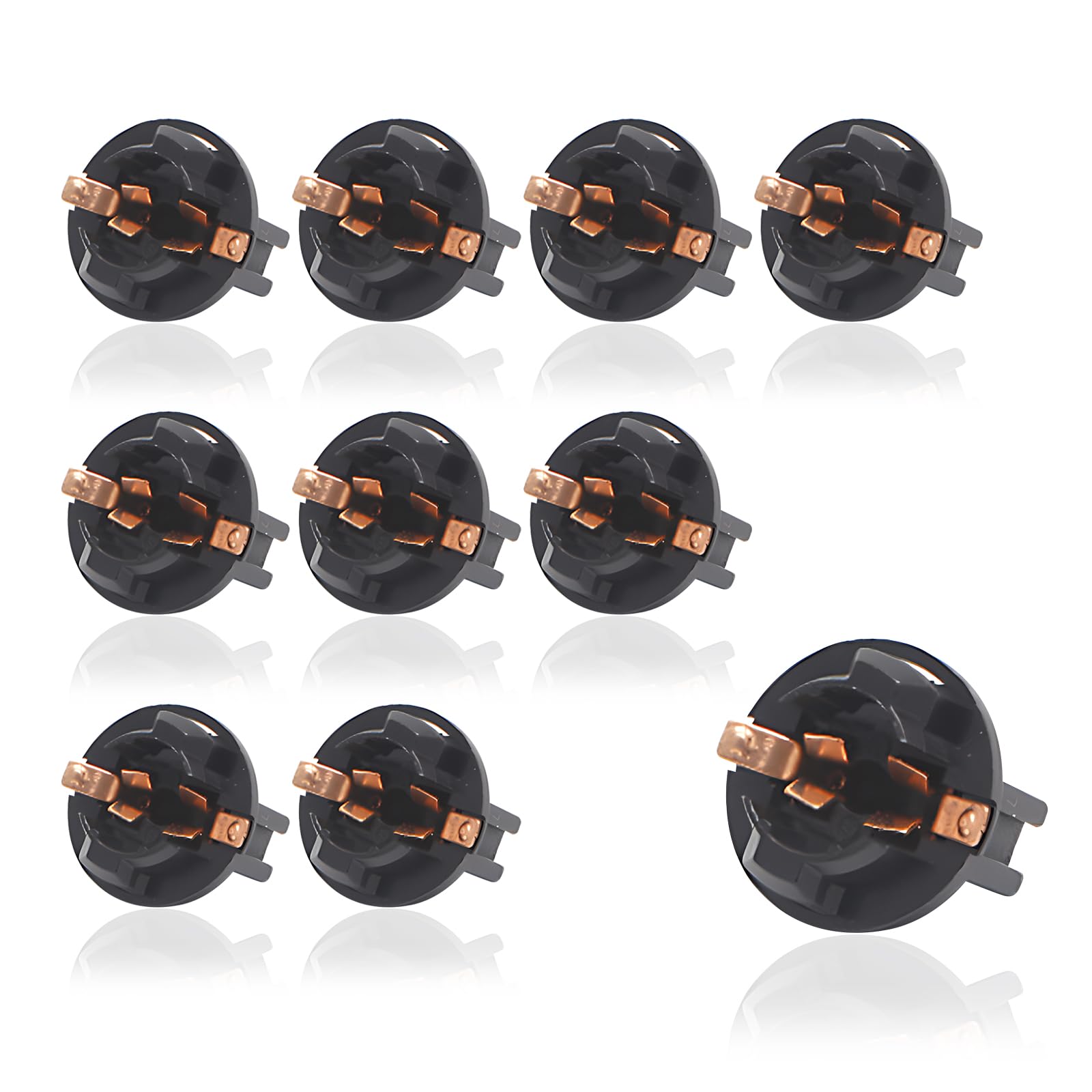 10 PCS Car T10-V2 Instrument Indicator Lamp Holder, Twist Lock Wedge Socket Bracket, License Plate Reading Light Skylight Light Micro Mini Bulb Base, Universal for Cars Bulb Assembly (Black)