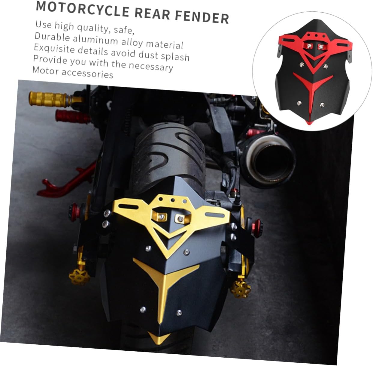 Motorcycle Rear Mudguard Aluminum Alloy Off-Road Bike Accessory Red Water-Resistant Guard for Dirt Bikes and Trail Riding