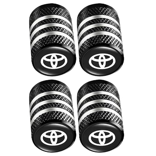 Metal Wheel Valve Stem Caps Fit Toyota, Corolla, RAV4, Highlander, 4 Piece Anti-Rust Aluminum Alloy Car Rim Air Valve Cover (Black) Metal Wheel Valve Stem Caps Fit Toyota, Corolla, RAV4, Highlander, 4 Piece Anti-Rust Aluminum Alloy Car Rim Air Valve Cover (Black)