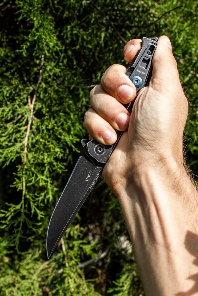 Ruike Tactical Pocket Knife for men Folding Knife Frame Lock 14C28N Steel Camping Knives Small Hiking Work Utility Knife Blet Clip Women Gifts EDC Tool Gear P108-SB