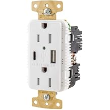 Hubbell USB15AC5WWR Outdoor USB Charging Outlet Weather Resistant WR TR-White 15 amps