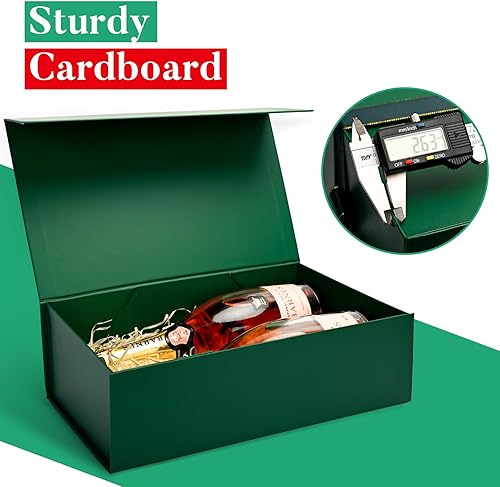 Miniatura 3 de LIFELUM Caja de regalo verde 1 paquete de 13.8 x 8.3 x 4.5 pulgadas, caja de regalo verde grande con tapa magnética fuerte para regalos con tarjeta