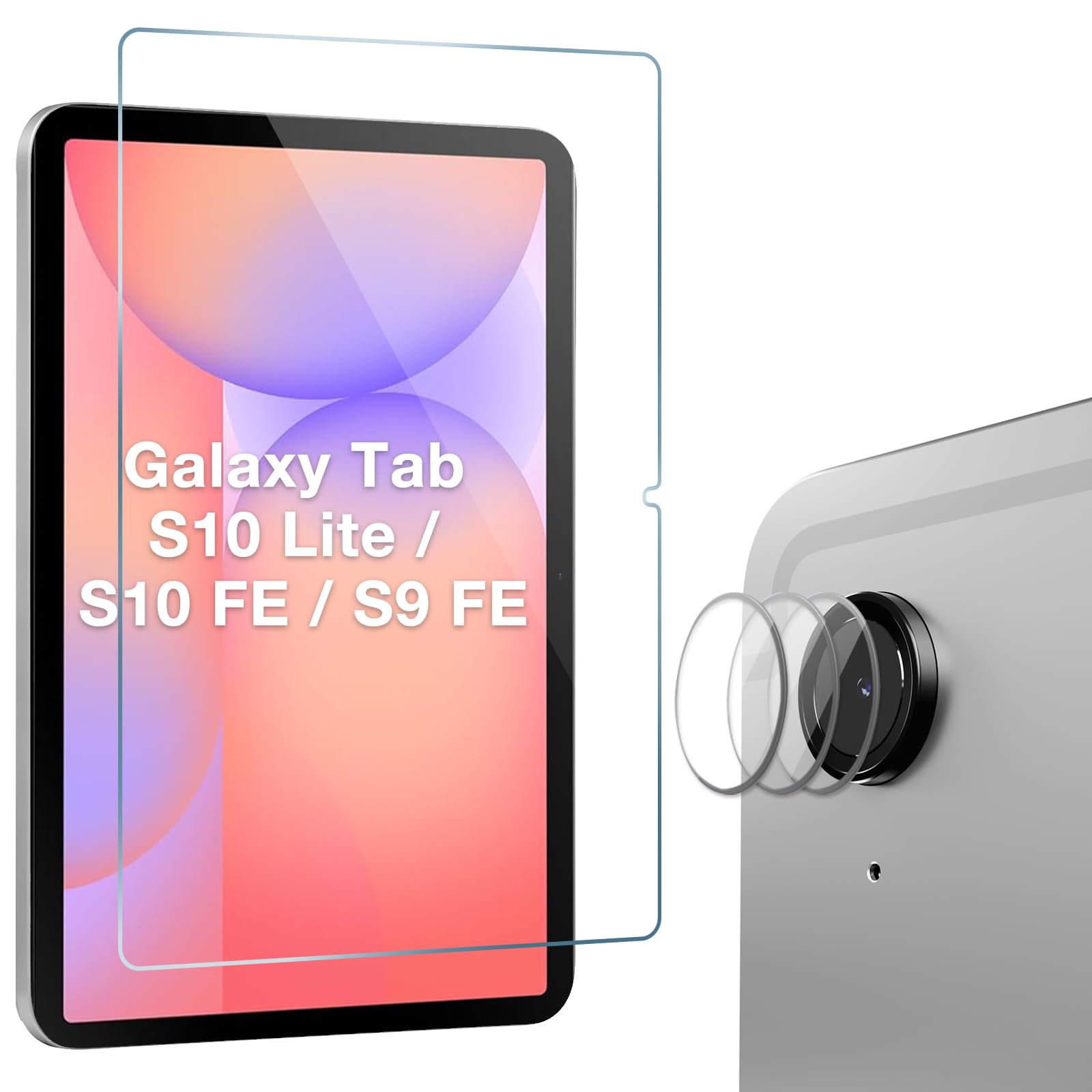 ProCase 1 Pack Screen Protectors + 3 Pack Camera Lens Protectors for Galaxy Tab S10 Lite 5G 10.9 inch/Tab S10 FE 2025 / Tab S9 FE 5G WiFi 10.9" 2023,
