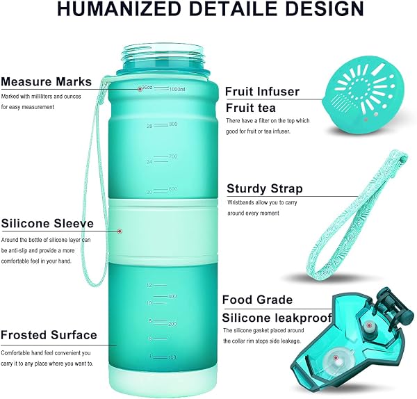 ZOUNICH Botella Agua Deporte Botellas Agua Niños sin BPA, Reutilizable Tritan Plástico Ecologica con Filtro, 400ml/500ml700ml/1l, Cantimploras para Gimnasio, Bicicleta, Colegio, Oficina, Viajes - 2