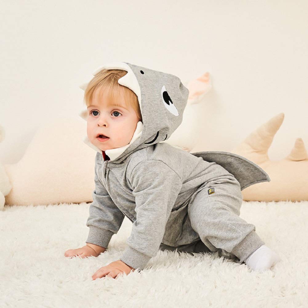 ALLAIBB Baby Infant Shark Costumes Outfit Cotton Romper Cute Jumpsuit Hooded Outwear for Toddler Baby Boys Girls 3-24M