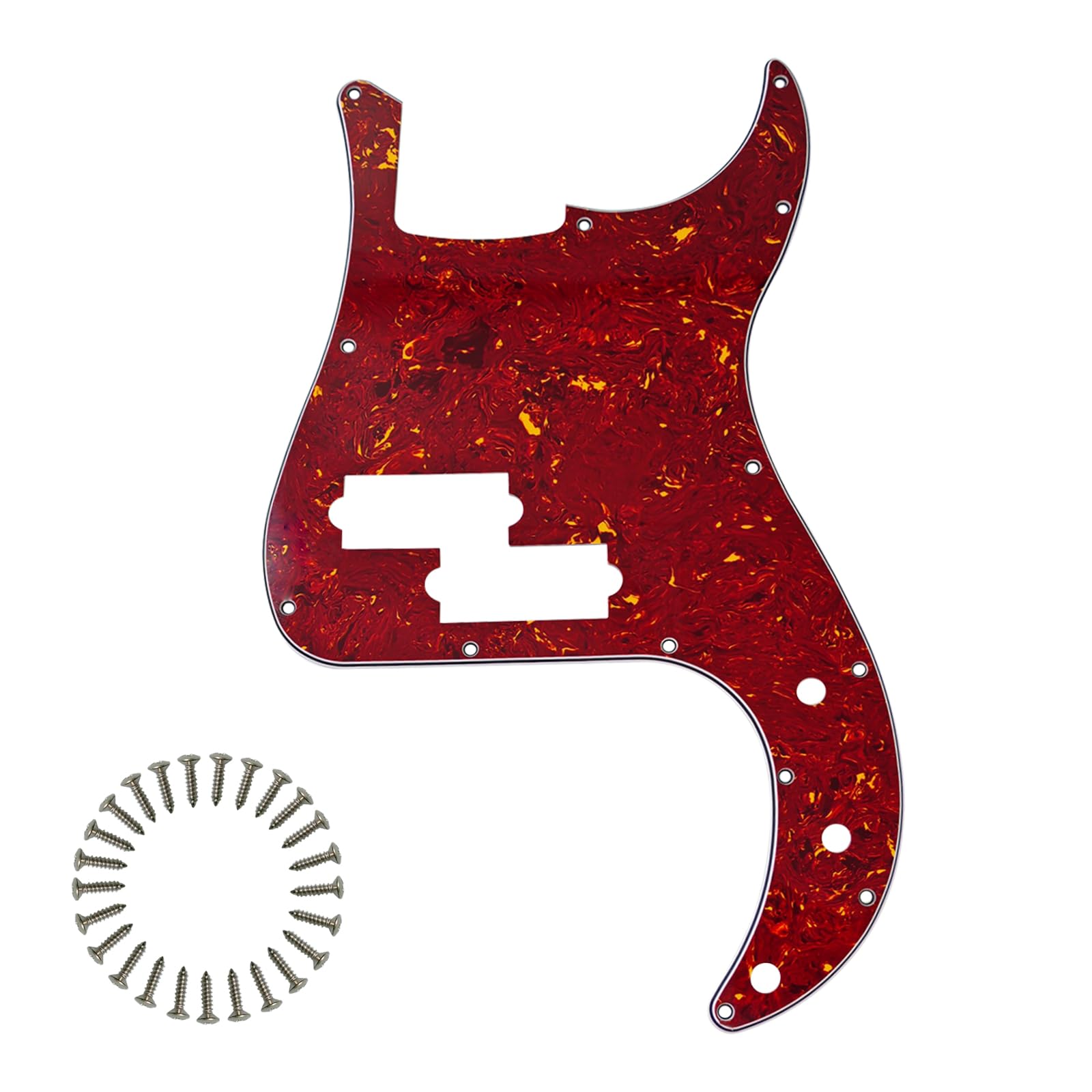 13Hole P Bass Pickguard for Fender Precision Bass,Red Tortoise 4Ply