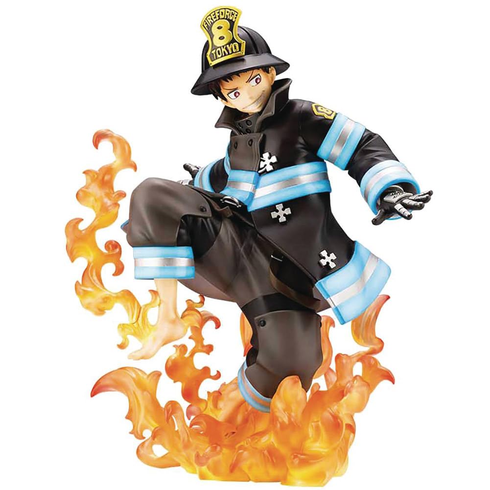 Tongyundacheng Shinra Kusakabe Anime Figure PVC Action Men Figures Shinra Kusakabe Collectible Figurine Cartoon Statue Ornament Handmade Gifts, 16cm