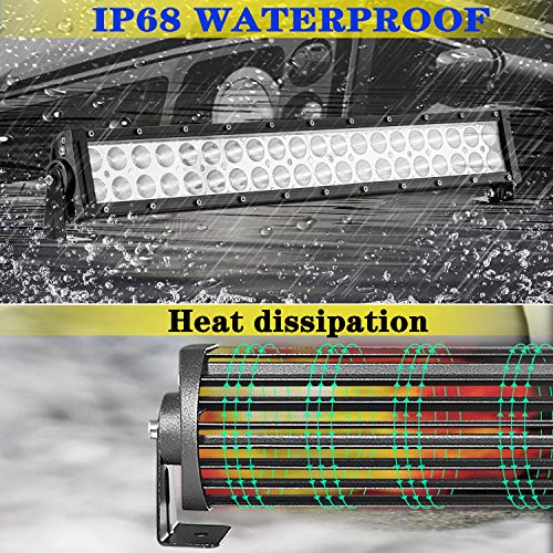 22 Inch 120W 12000Lm Led Light Bar High Intensity Spot Flood Combo Off Road Lights Work Lights Automotive Light Bars Driving Lights for Pickup Trucks ATV UTV 4x4 SUV 12-24V IP68 Waterproof