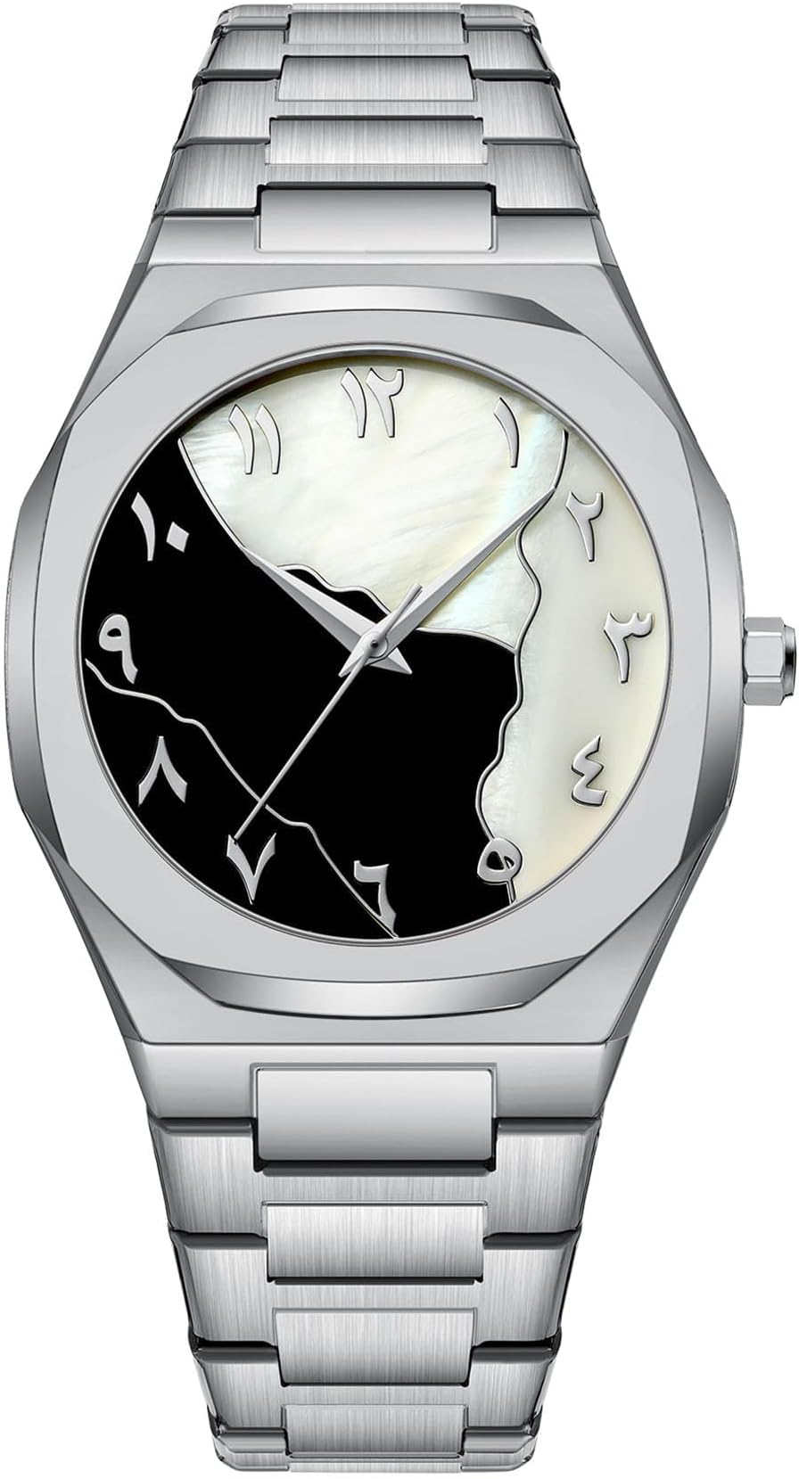 Fashion Men's Quartz Watch with Middle Eastern Arabic Numeral Dial Design Stylish Stainless Steel Waterproof Business Casual Wristwatch