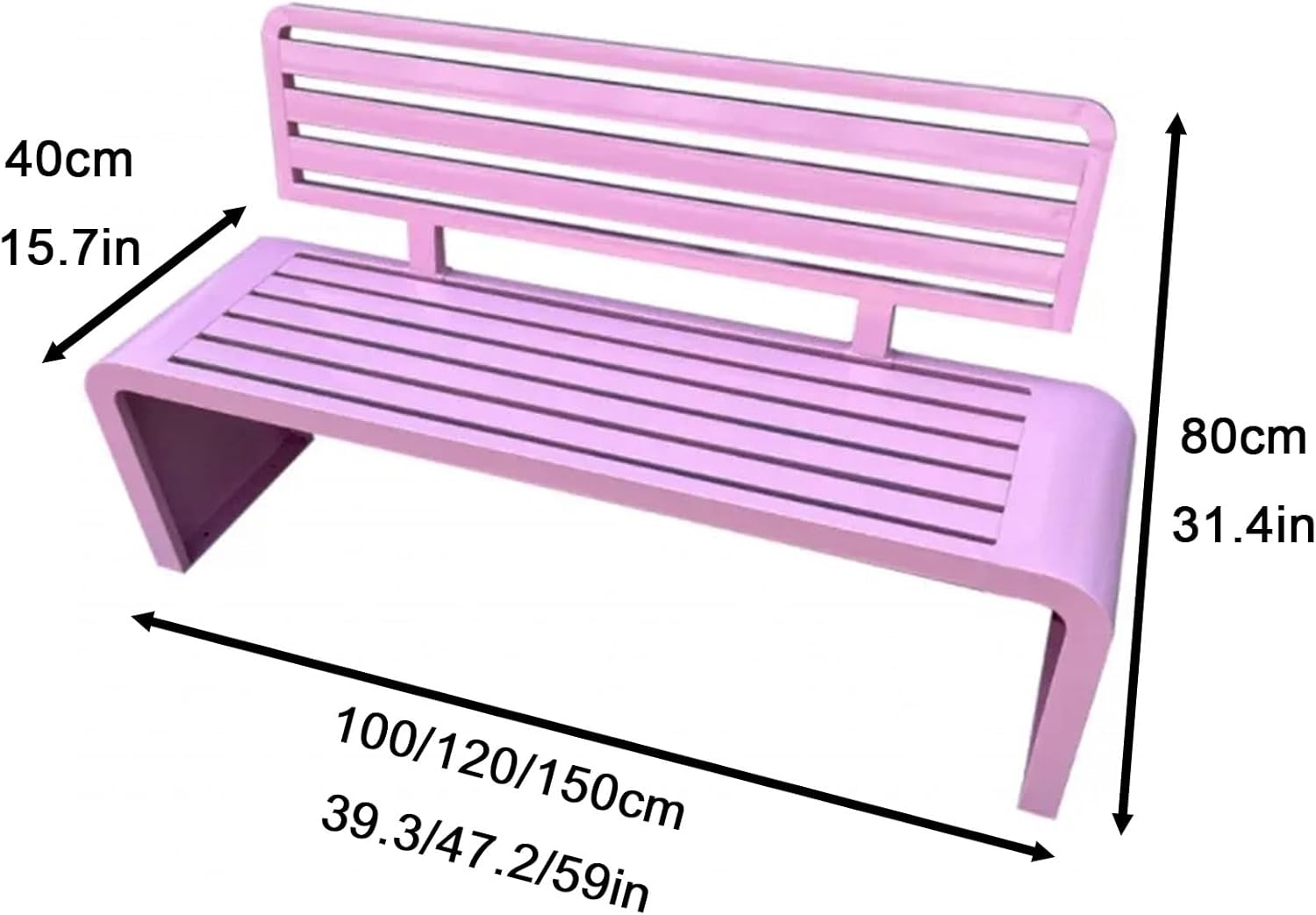 Metal Outdoor Garden Bench, Leisure Chair with Backrest and Armrests, Traditional 2-Seater Garden Bench, Slatted Seat Design, Patio Bench Chair for Indoor, Outdoor, Patio, Park(Green,100cm)