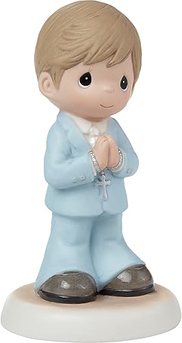Miniatura 3 de Precious Moments Blessings On Your First Comunion - Figura de pelo moreno, regalo de primera comunión para niños, recuerdo religioso para fe