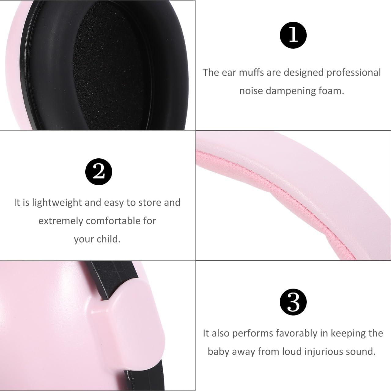 Hearing Protection Earmuffs for Babies, Pink Adjustable Headband Noise Reduction Ear Muffs, Noise Blocking Hearing Protector for Sleep and Travel