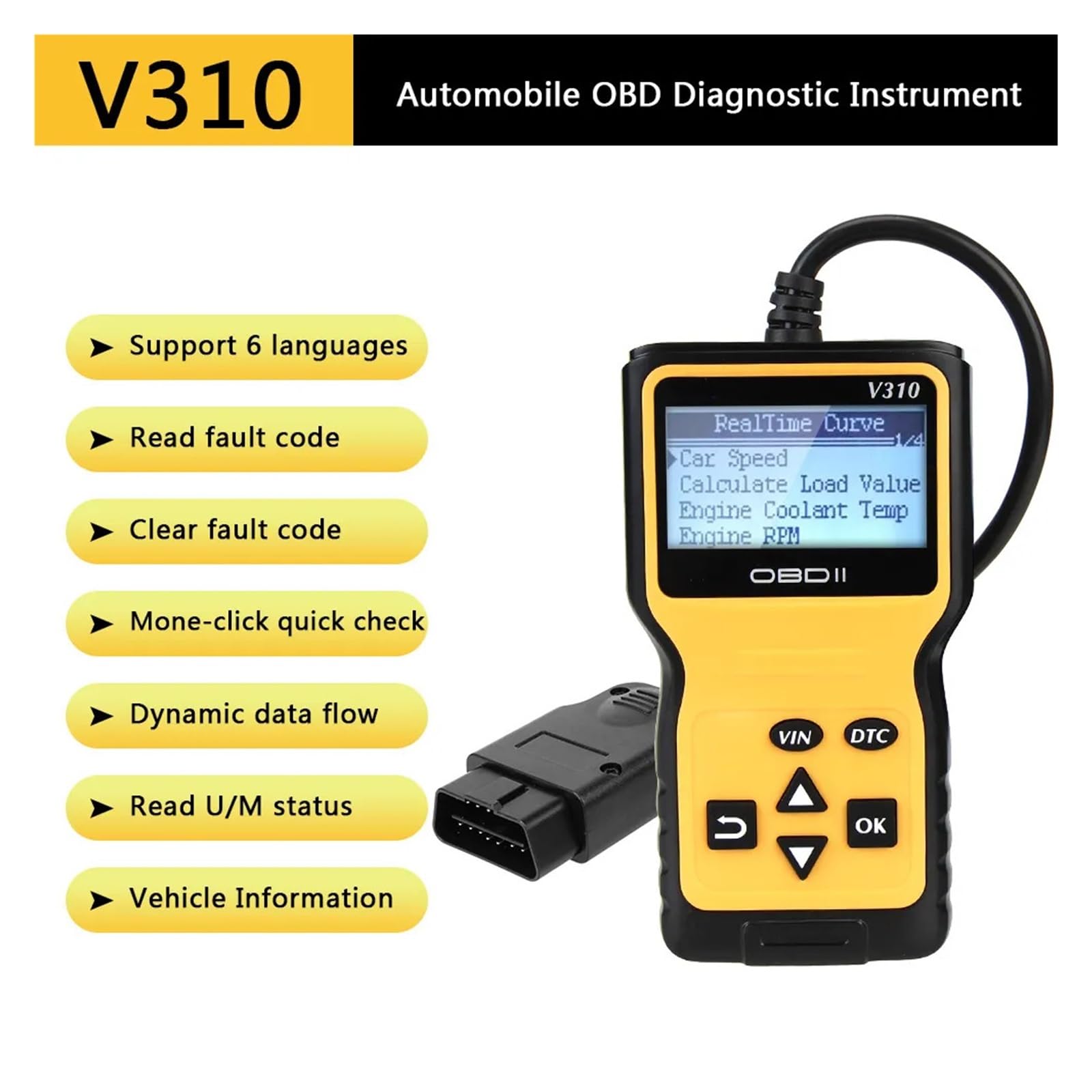 Automatyczne narzędzie diagnostyczne samochodu OBDII EOBD odczyt/kasowanie skanera usterek ELM 327 skaner obd2 V310 czytnik kodów obd2