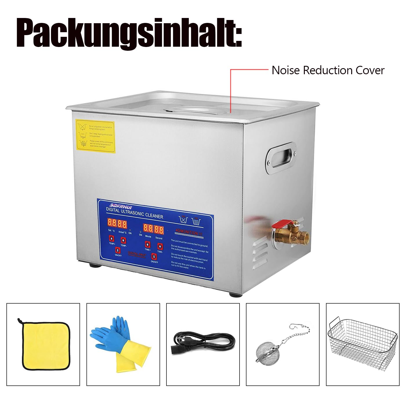 10L Ultraschallreinigungsgerät Ultraschallgerät Reinigungsgeräte Ultrasonic Cleaner Ultraschallreiniger Reinigung Ultrasonic Cleaning Machine mit Heizung Digital Timer