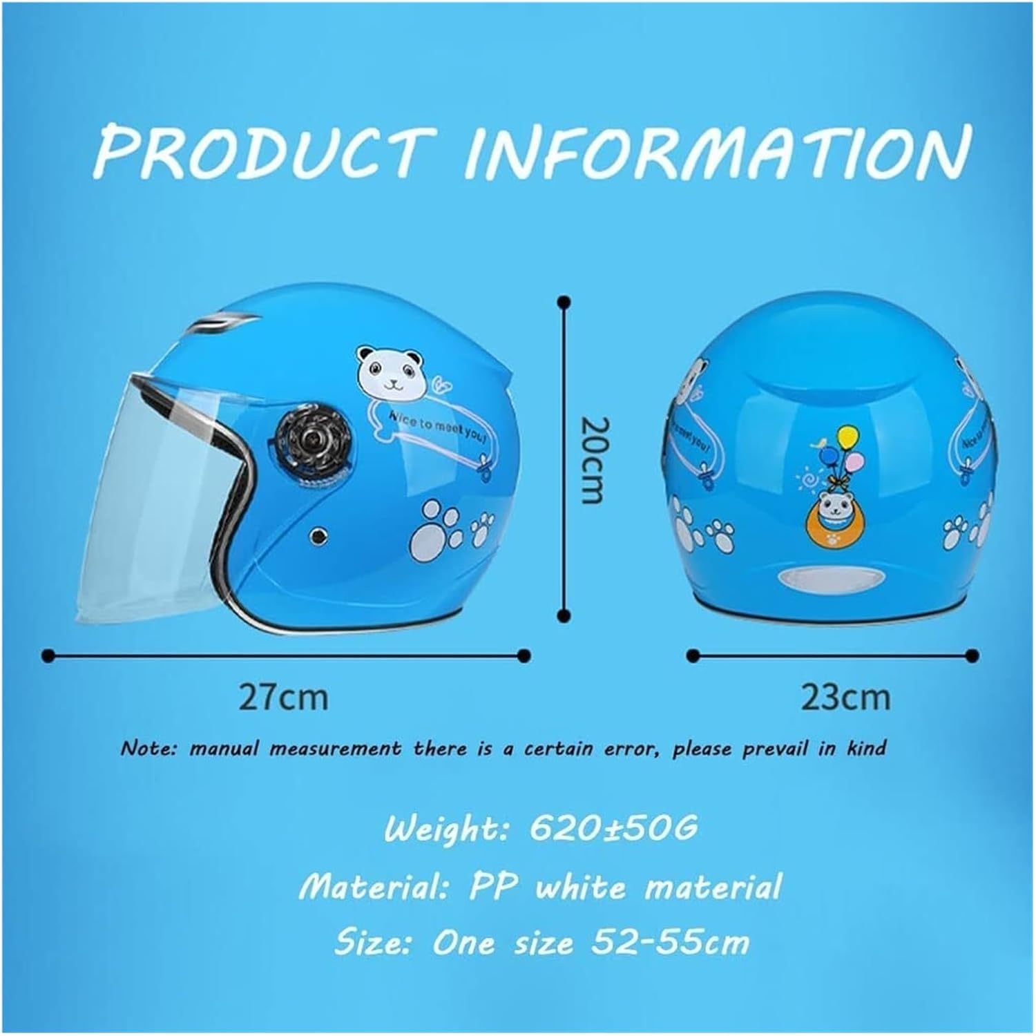 Cute Kids 3/4 Open-Face Motorcycle Helmet DOT Approved,Adjustable Electric Motorbike Vespa Helmet,Vintage Child Scooter Helmets with Visor,Boys Girls Go-Kart Dirt-Bike ATV Helmet