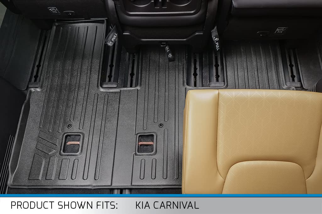 SMARTLINER Tappetini Auto Su Misura Per Kia Sorento Hybrid 2021-2023 - 3 File - Nero - Antiscivolo E Impermeabili