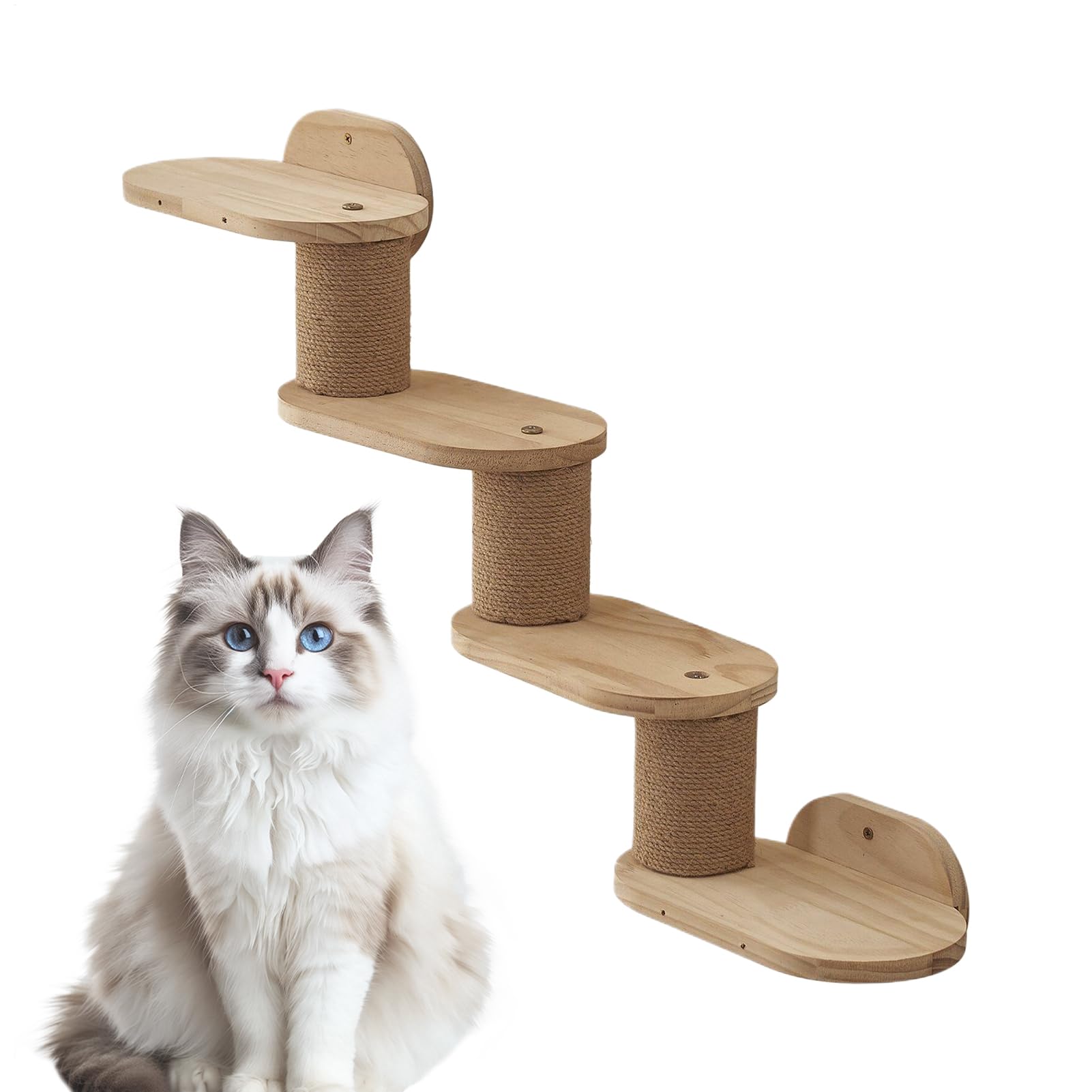 Katzenregale - Katzen Wandregale - Katzenwandregale | Schwebende Kletterleiter, Spielplatz, Bücherregal Für Die Fensterbank Oder Die Decke Holzschwebekletterregal Mit Kratzfläche