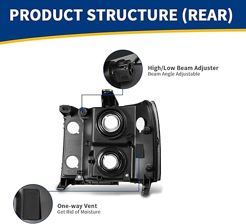 Miniatura 3 de Repuesto de faros delanteros para GMC Sierra 15002500HD3500HD 2007-2014, Reflector ambarino de la cubierta del cromo