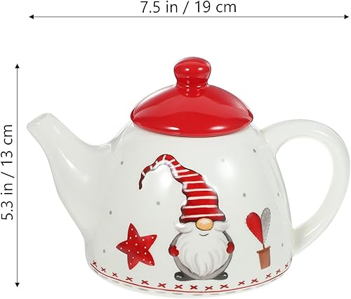 Miniatura 2 de HEMOTON Tetera de porcelana de Papá Noel, tetera de cerámica para Navidad, tetera infusora de té de Papá Noel, tetera para