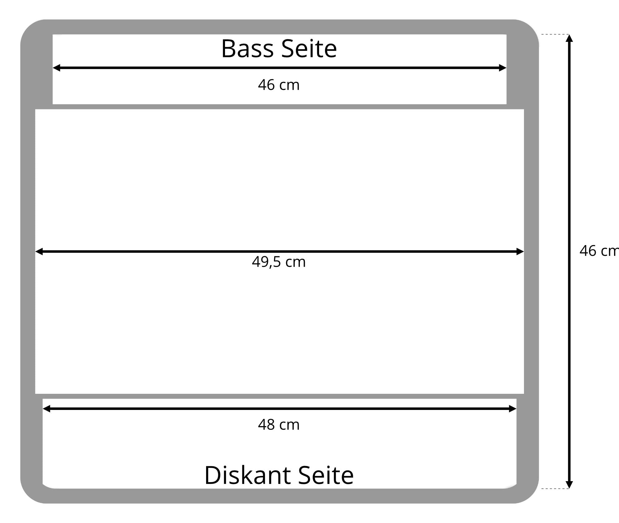 Alpenklang Trolley/Valigia Per Fisarmonica 96 Bassi (trolley per fisarmonica, nucleo in legno, imbottitura in peluche, 53 x 50 x 30 cm, materiale esterno rigido idrorepellente) nero