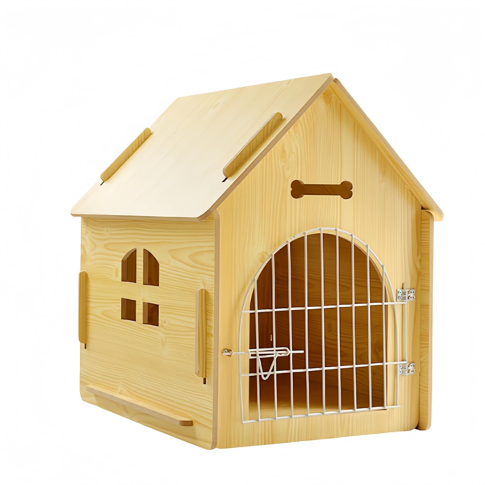 Amazon | DRWG取り外し可能木製ペットハウス 犬小屋猫小屋 窓付き分娩
