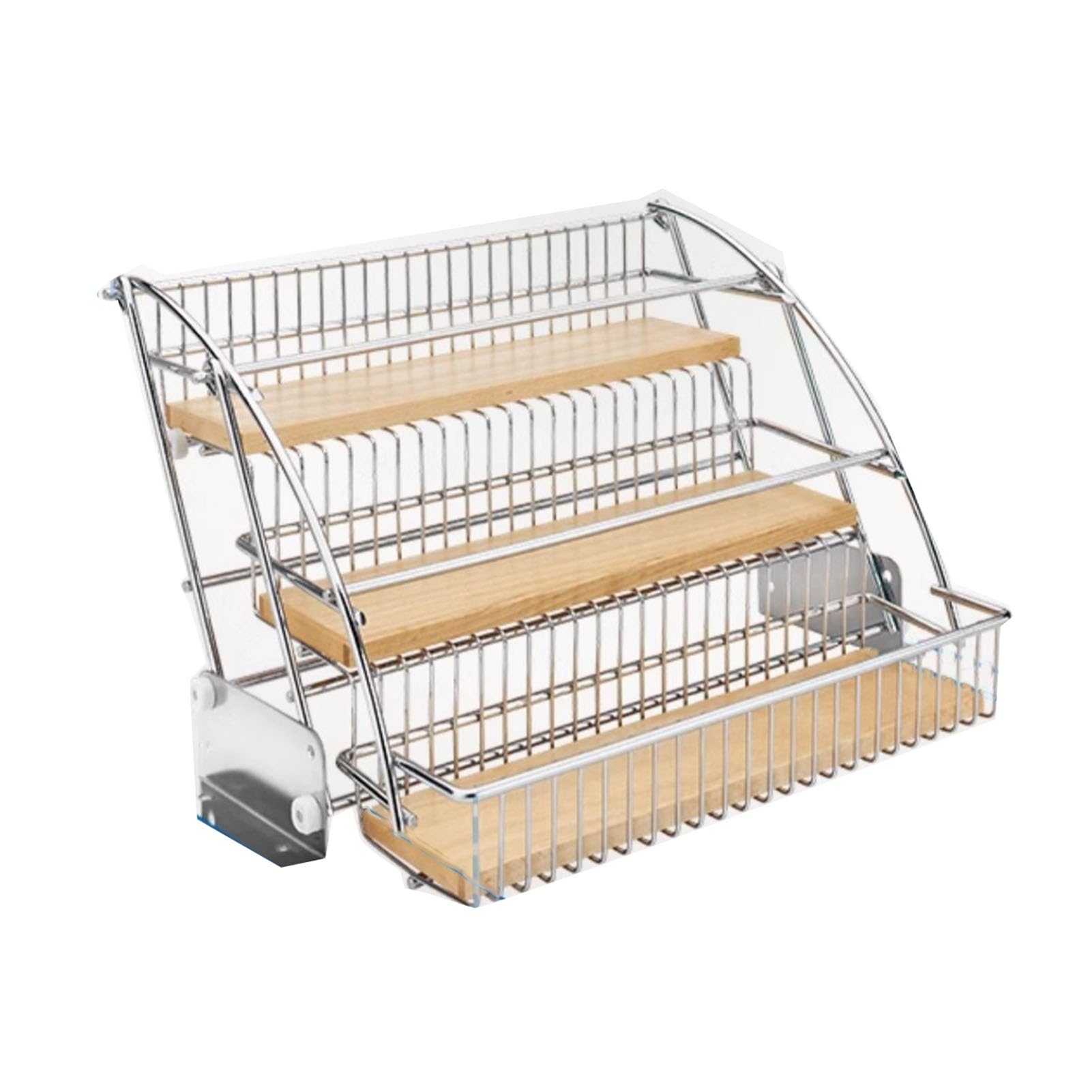 Nizer Étagère à épices à 3 niveaux – Étagère coulissante pour assaisonnement des bouteilles, capacité de charge de 10 kg, solution de rangement murale de cuisine (argenté, 22 x 26 x 28,5 cm)