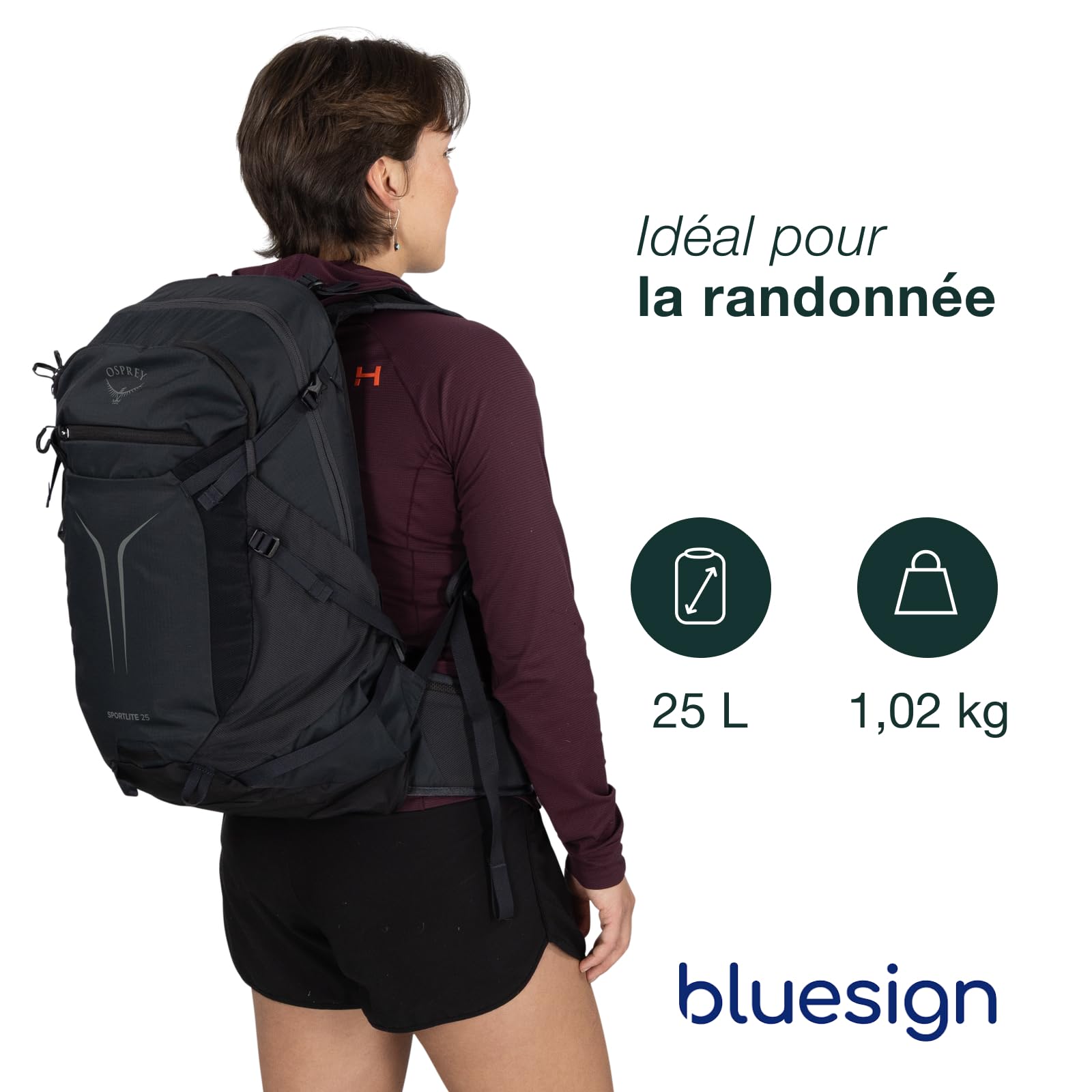 Osprey Sportlite Sac de randonnée, 25L, Graphite Purple