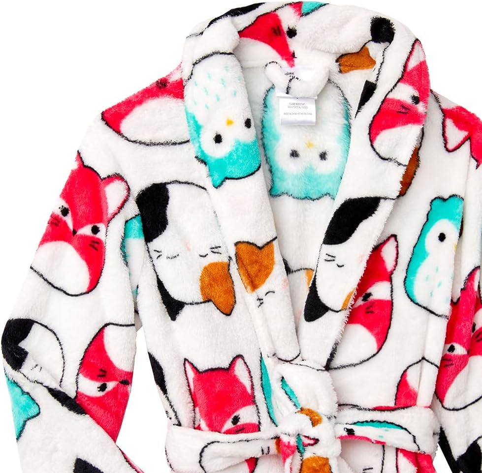 Squishmallows Girls Bathrobe Very Soft Flannel Plush Kids Sleep Robe Pajamas Sleepwear - Image 2