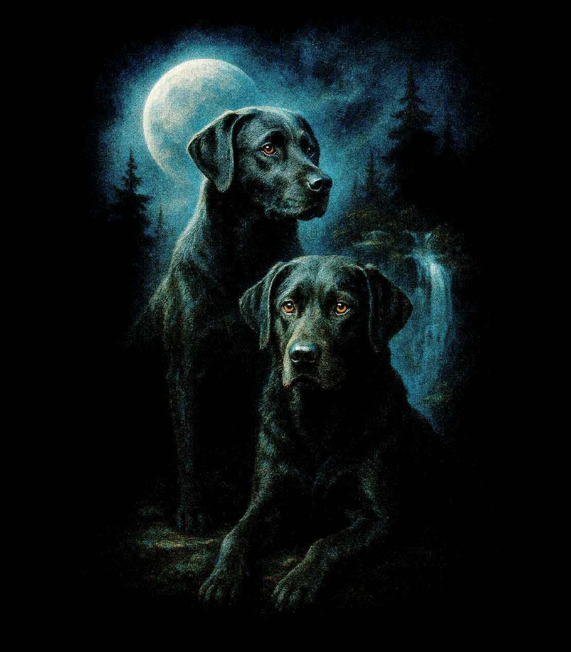 Black Labrador Retriever T-Shirt, Moonlit Night Painting Design, Classic Fit, 100% Cotton, Unisex - Image 3