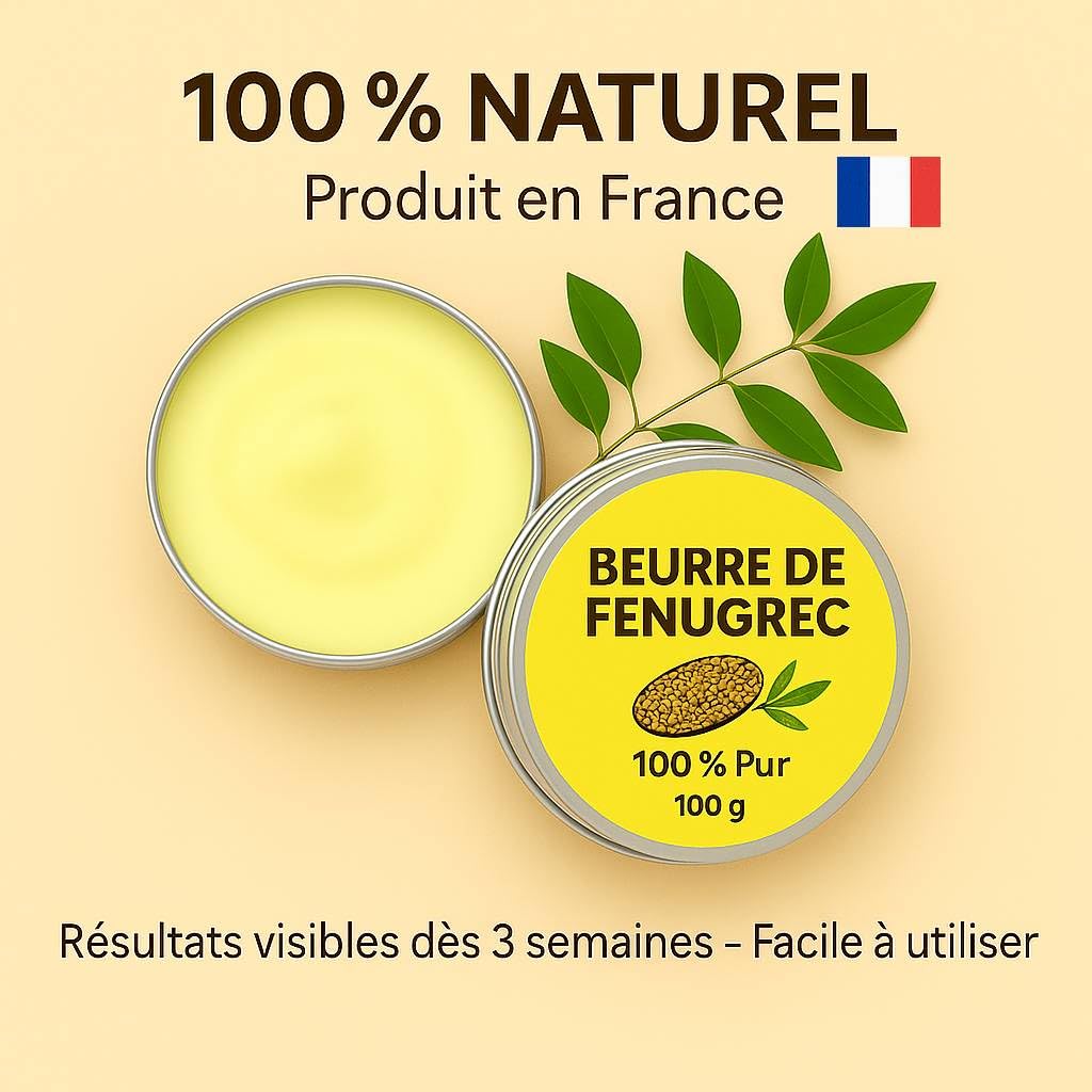 Beurre de Fenugrec Français – Pour Grossir les Fesses et Augmenter le Volume de la Poitrine – Soin Naturel 100G – I Love My Popotin