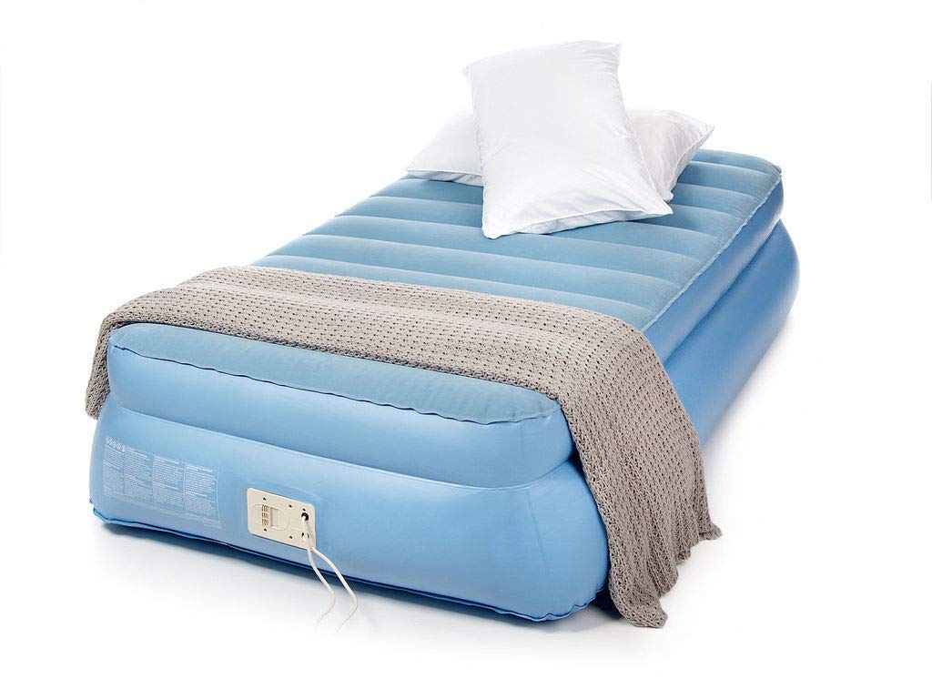 Aerobed Airbed Raised Single, Indoor Air Bed with Built-In Electric Pump, Raised Blow Up Guest Bed, Flocked Inflatable Mattress, 188 x 99 x 46 cm