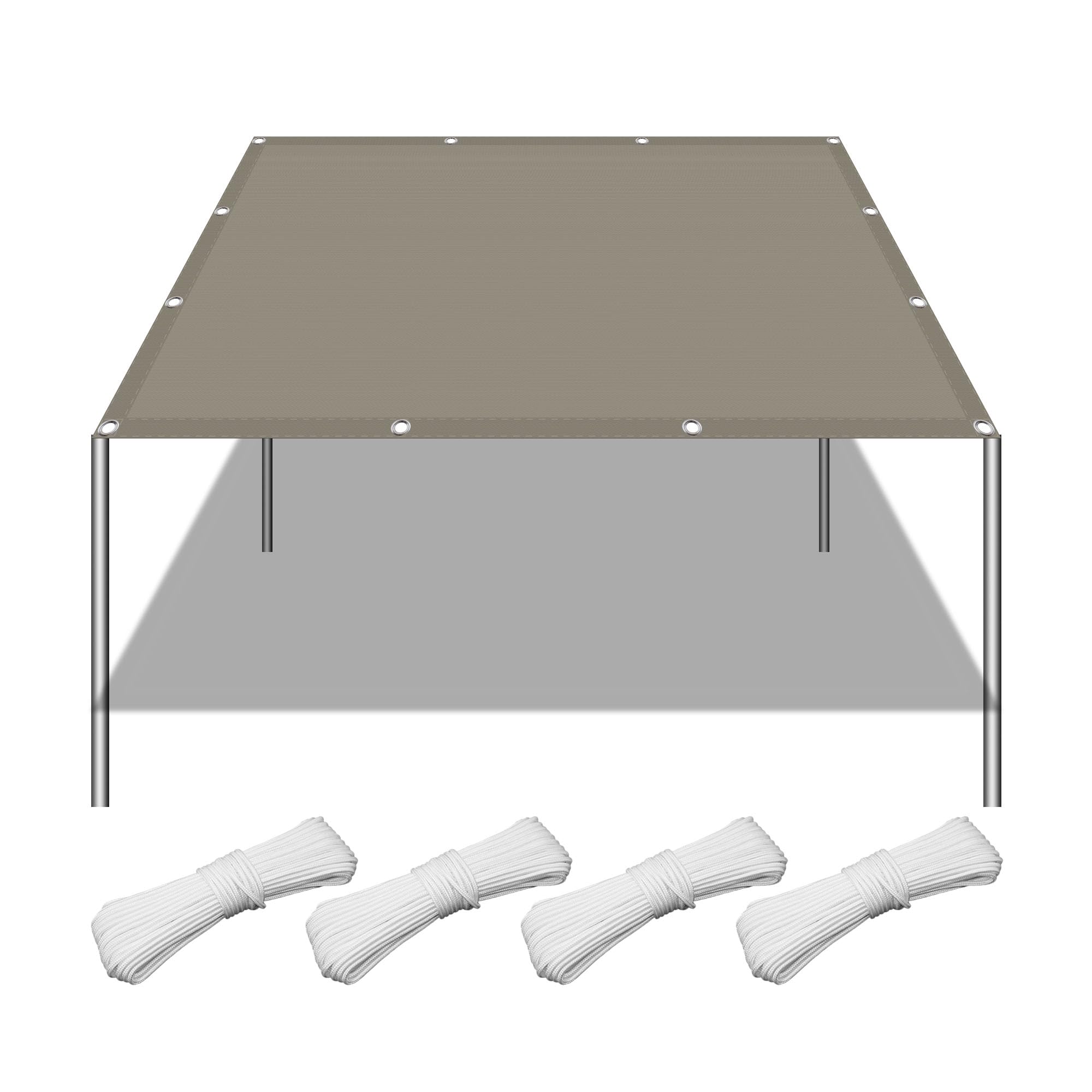 Voile d'ombrage taupe 2.9x5m imperméable avec œillets pour toile de terrasse extérieure