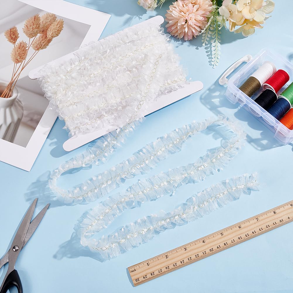 5 Yardas De Borde Elástico Con Volantes Metálicos De Oro