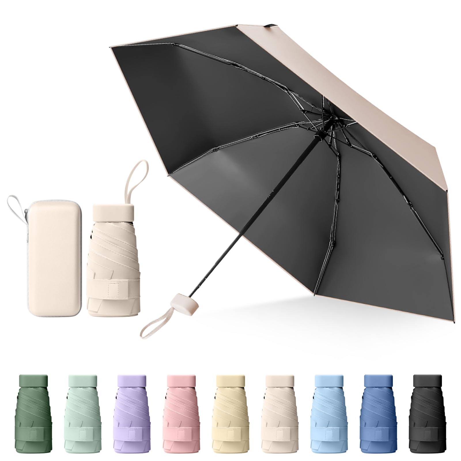 Mini Regenschirm, Reise-Regenschirm, Kleiner UV-Regenschirm, Winddichter Regenschirm Mit Kapselhülle, Tragbarer Taschenschirm Für Männer Und Frauen