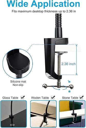 Miniatura 3 de woleyi Soporte grande para tablet con cuello de cisne, soporte para tablet de escritorio de aluminio resistente con clip de brazo flexible para iPad