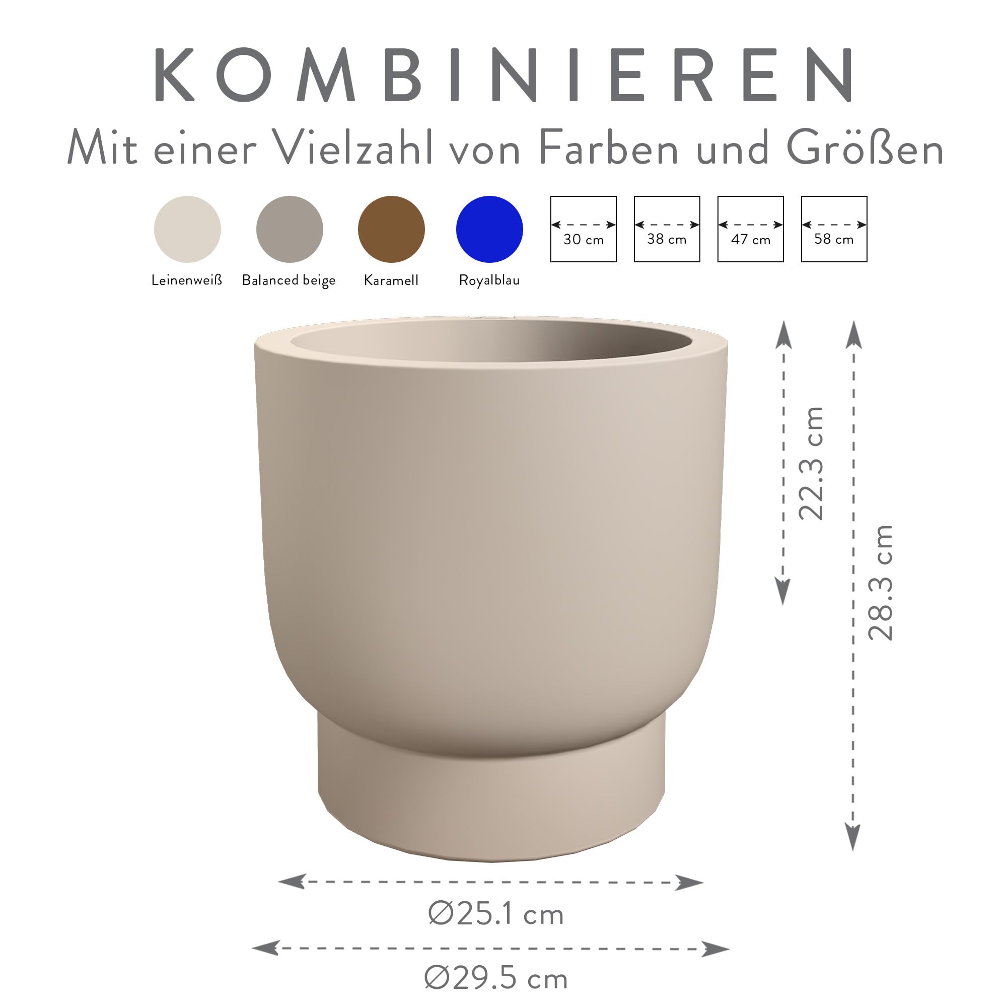 elho Amber Grail 30cm Blumentopf - Balanced Beige | ∅ 29.5 x H 28.3 cm | für den Innen- und Außenbereich | 100% recyceltes Plastik