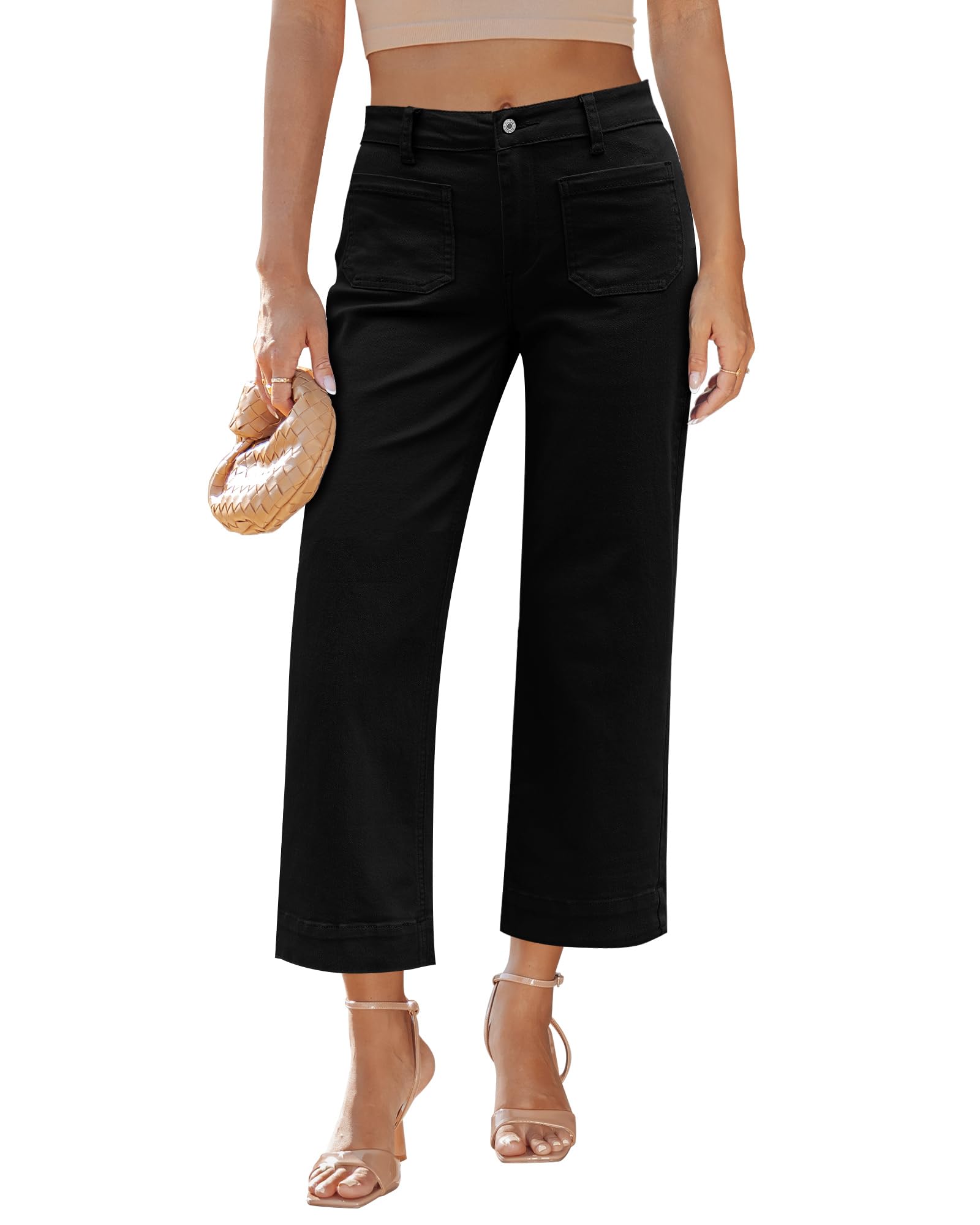 LookbookStore Wide Leg Cropped Jeans