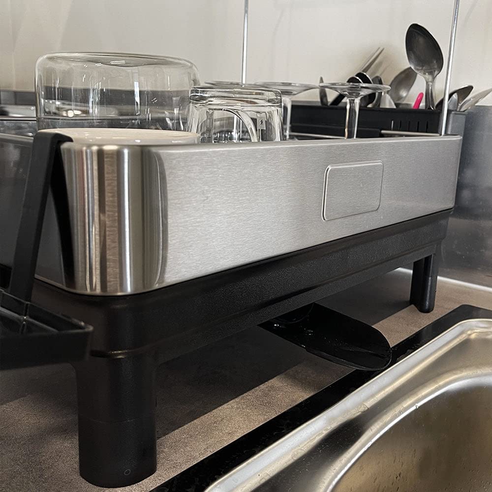 KITCHEN MOVE Escurridor de Platos multifunción de Acero SHARD para 9 Platos y 6 Vasos con Boquilla de Drenaje