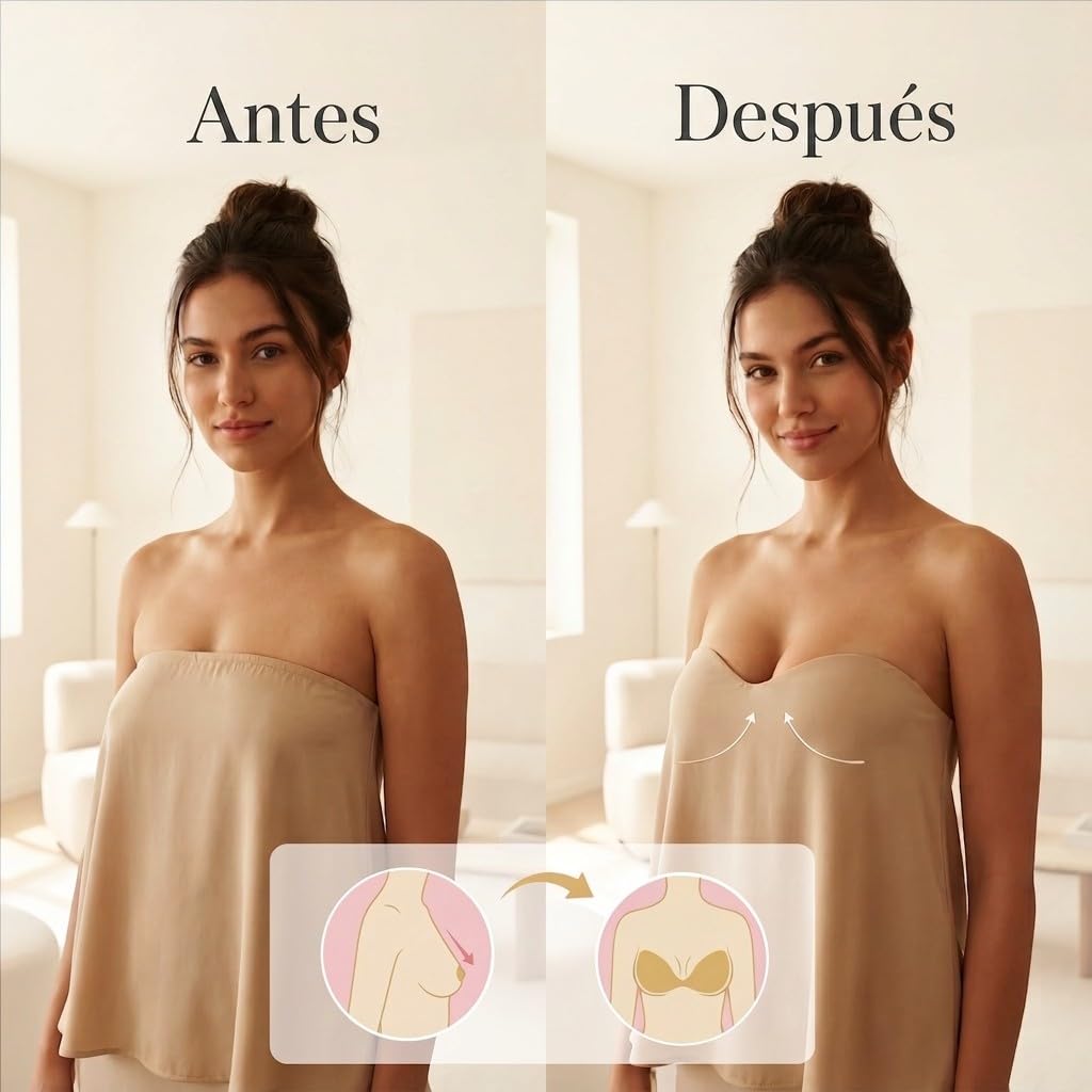 Sujetador Adhesivo Push Up – Sticky Bra Autoadhesivo con Cierre Metálico – Sujetador Sin Tirantes para Espalda Descubierta – Reutilizable