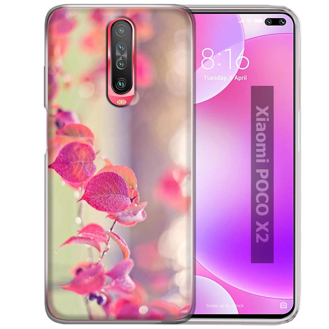 Fashionury Pink Leaves Soft Silicon Lightweight Slimfit Back Cover for Poco X2 / Stylish Printed Back Cover for Poco X2 (B084ZJB25Q) Amazon Price History, Amazon Price Tracker