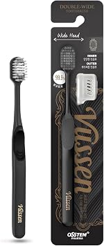Double Wide Toothbrush - 53-Hole High Density Manual Toothbrush for Adults, Soft Dual-Level Bristles for Sensitive Gums & Plaque Removal, Korean Oral Care (4 Count)