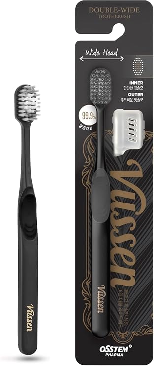 Double Wide Toothbrush - 53-Hole High Density Manual Toothbrush for Adults, Soft Dual-Level Bristles for Sensitive Gums & Plaque Removal, Korean Oral Care (4 Count)