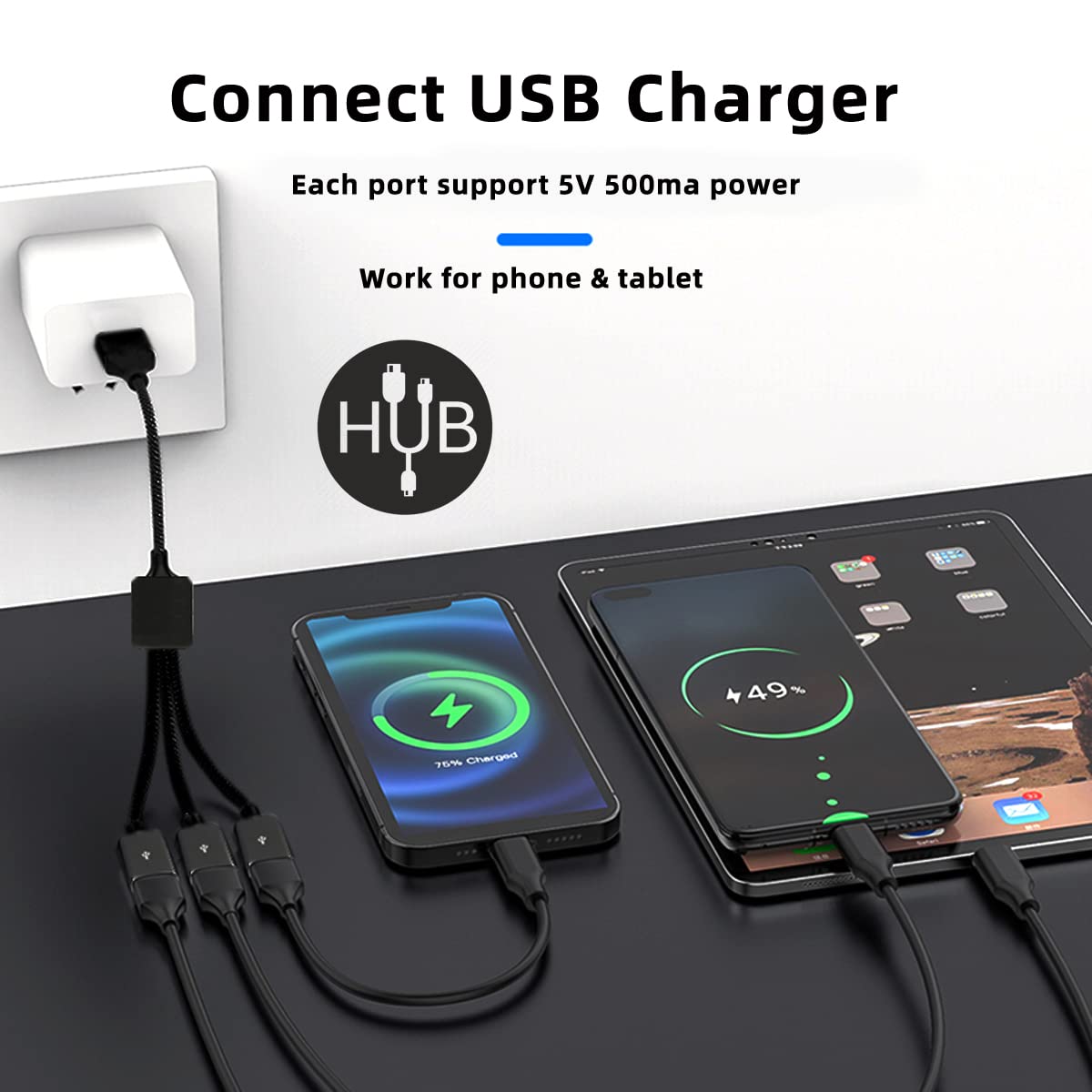 cablecc USB-C auf 3-Port USB C Buchse Hub Adapter Bus-Powered für Laptop & Desktop Verbinden Maus Tastatur Flash Drive