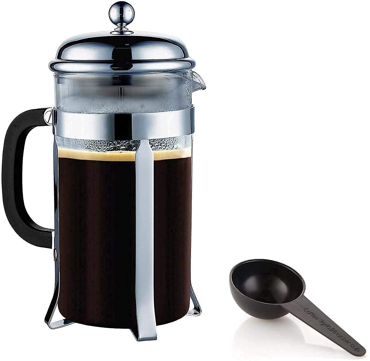 Inaya French Press Coffee Tea Maker Machine for Espresso, Cappuccino, Starbucks Coffee, Cold Brew Iced and Tea Maker Glass & Stainless Steel
