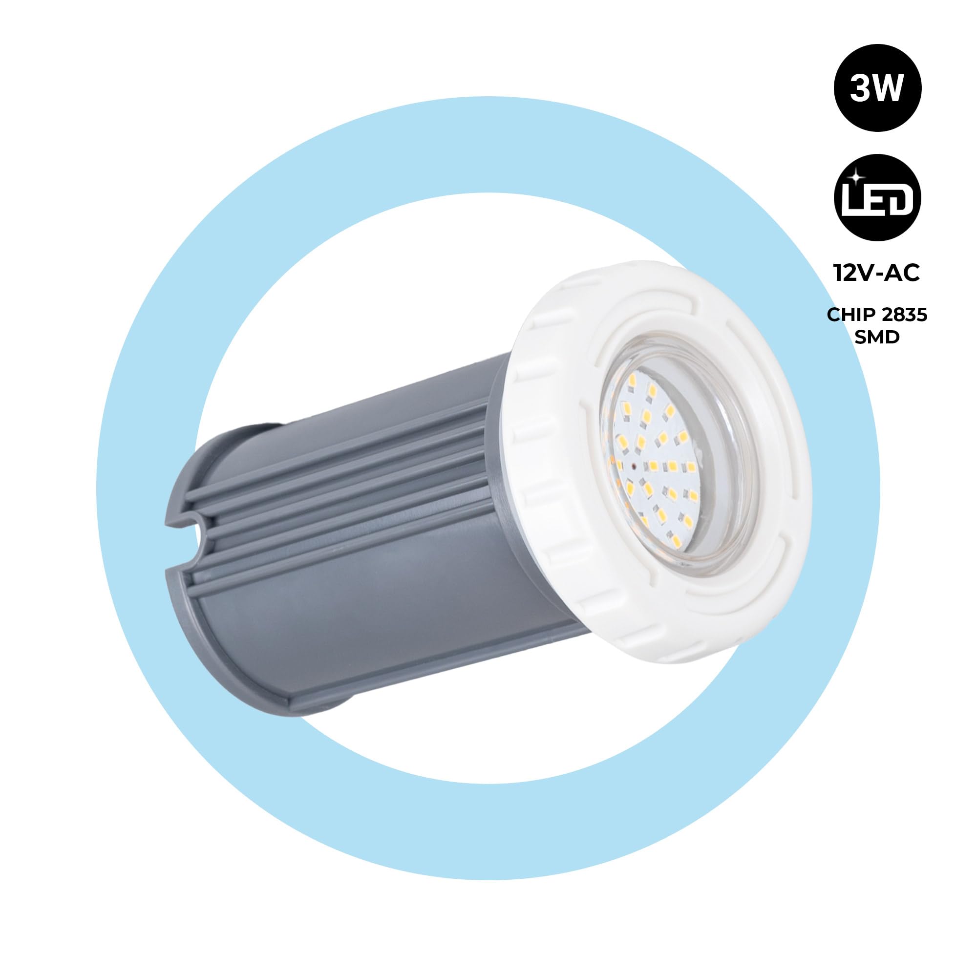 BARCELONA LED Projecteur Piscine 3W 12V AC IP68 Blanc Froid 6500K