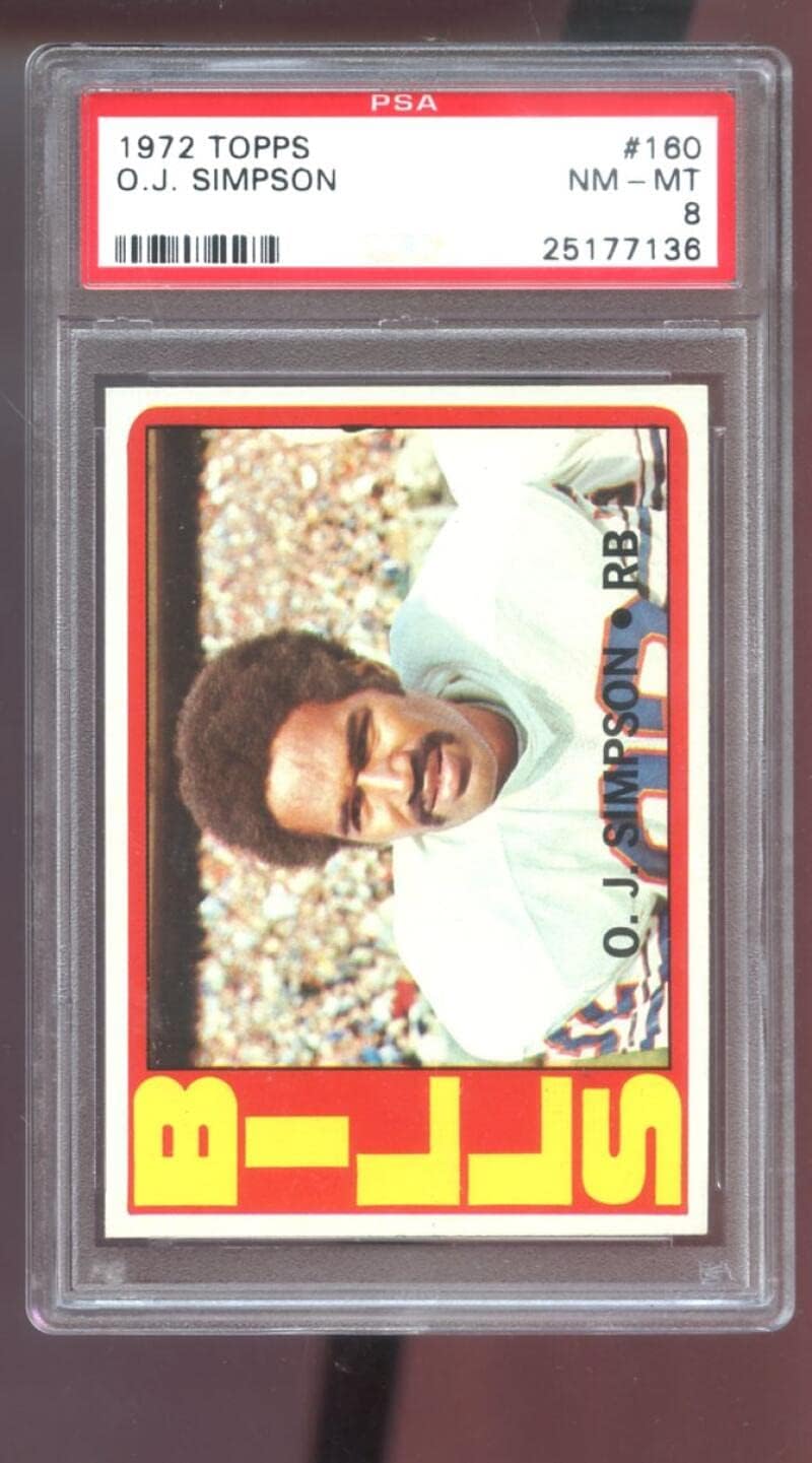 1972 Topps #160 O. J. Simpson OJ O J PSA 8 Graded Football Card NFL Bills O.J.
